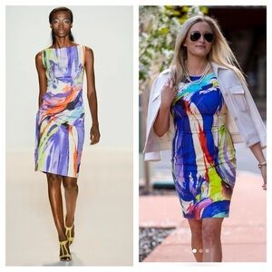 Lela Rose / Brushstroke Abstract Paint Sheath Dress 2